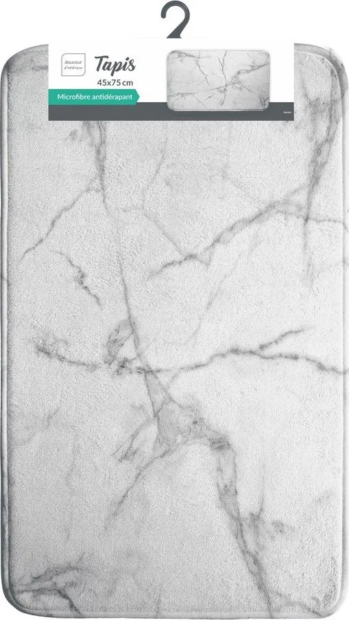 Fehér-szürke textil fürdőszobai kilépő 45x75 cm Marbre – douceur d'intérieur
