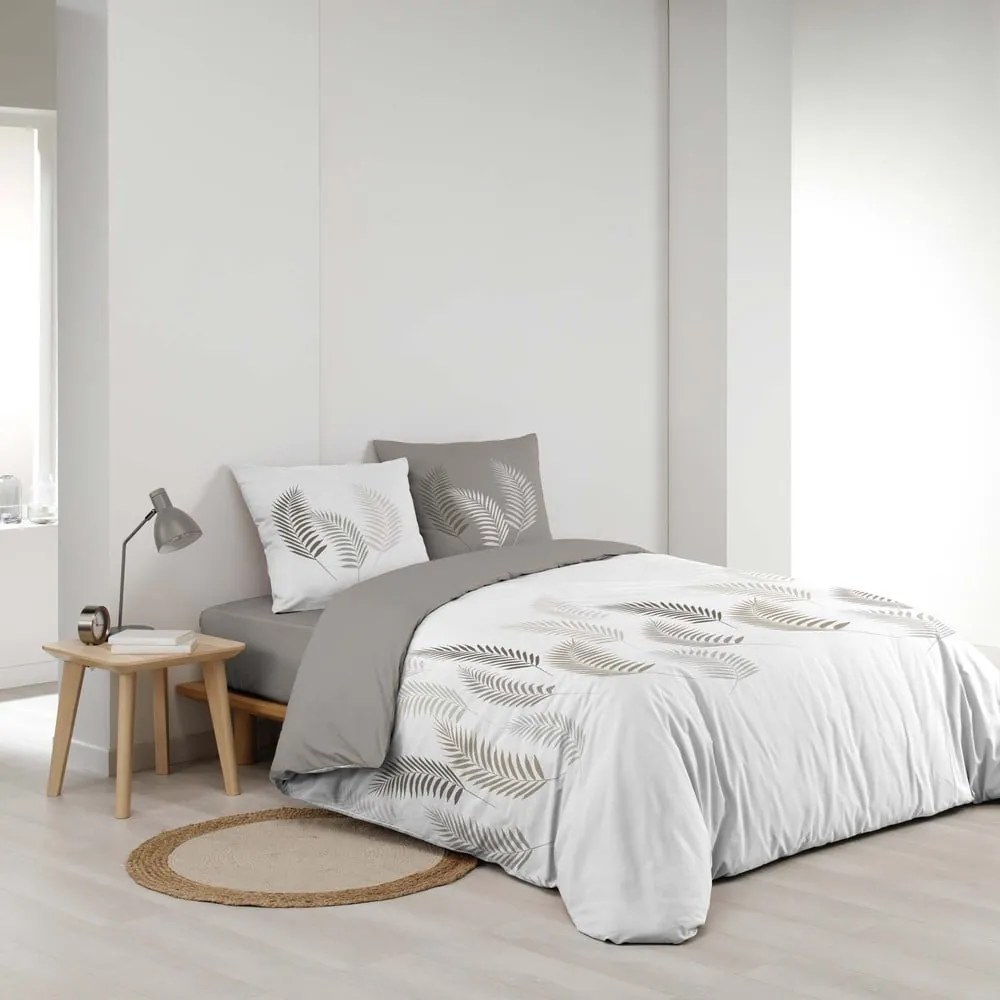 Fehér-szürke kétszemélyes pamut ágyneműhuzat 200x200 cm Goyave – douceur d'intérieur