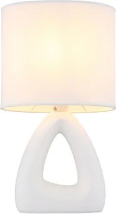 Globo 21731W Asztali lámpa, kerámia fehér, textil fehér, kábel PVC fehér, billenőkapcsoló a kábelen, HxSzxM: 170x100x300mm, kábel hossza 1300mm, 1x E14 40W 230V izzó nélkül