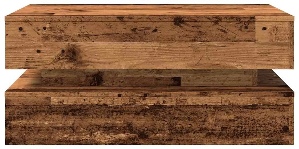 antik fa színű dohányzóasztal LED-lámpákkal 90x50x40 cm