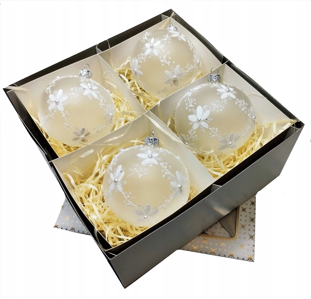 Üveg karácsonyfadísz 4 db 10 cm Prémium