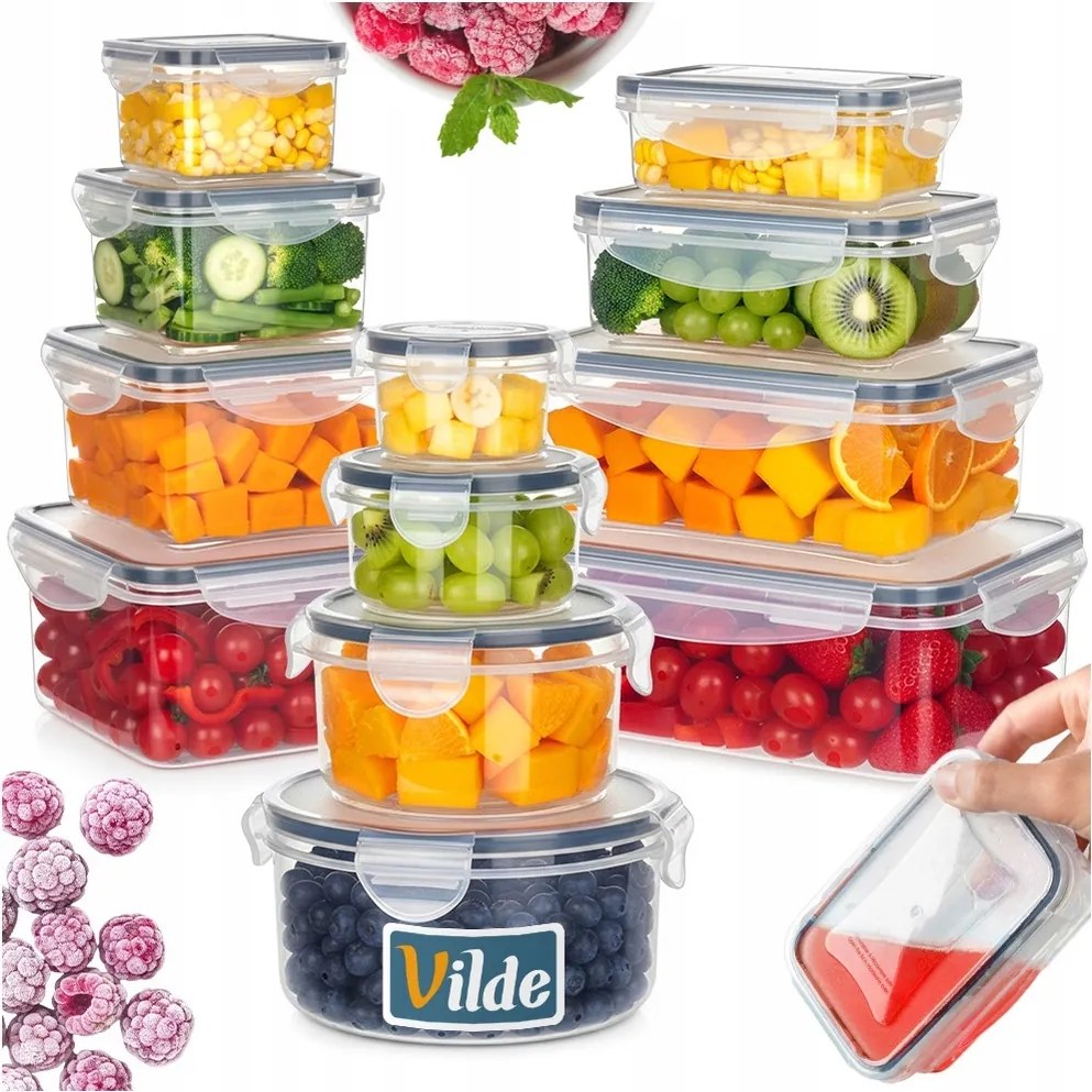 12x Konyhai légmentesen záródó ételtároló dobozok tömítéssel tároló szett