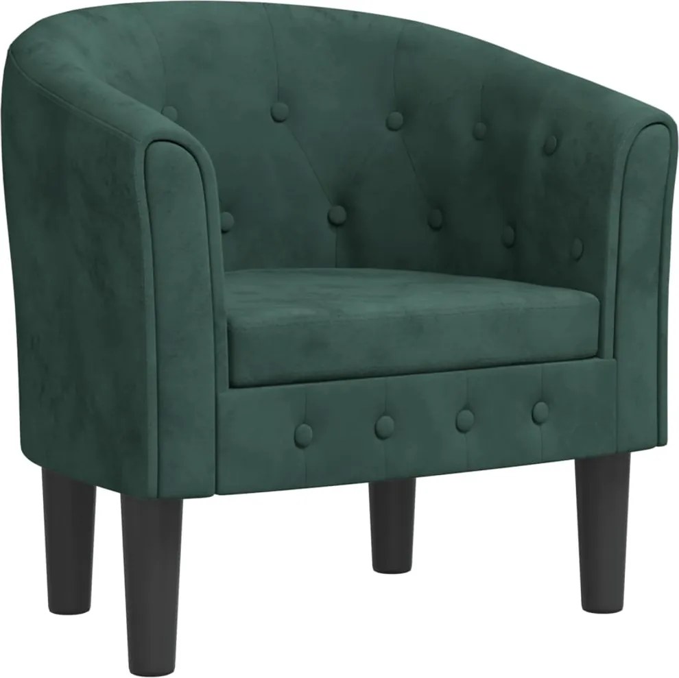 vidaXL sötétzöld bársony kagylófotel