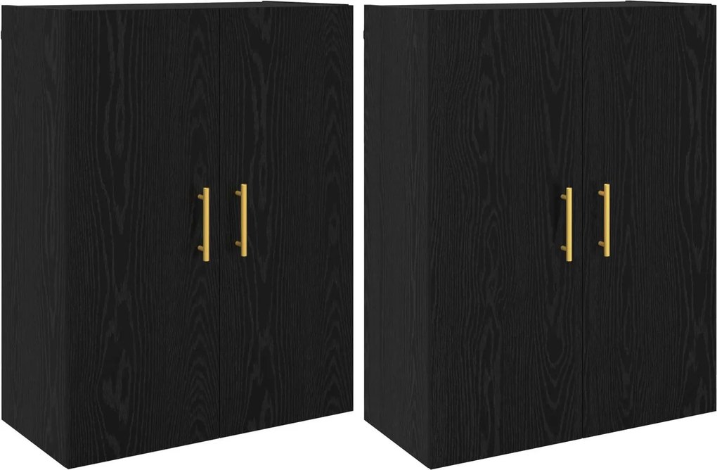 vidaXL Fali szekrény 2 pcs Fekete tölgy 69,5 x 34 x 90 cm Faanyag