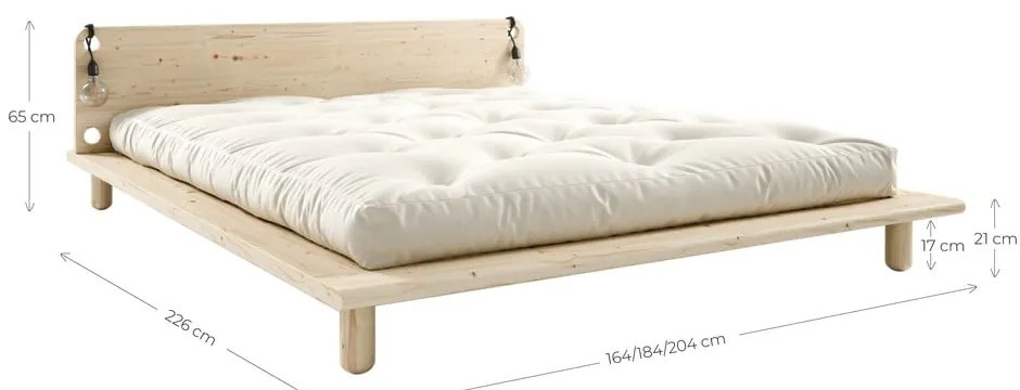 Fekete borovi fenyő franciaágy ágyráccsal 140x200 cm Peek – Karup Design