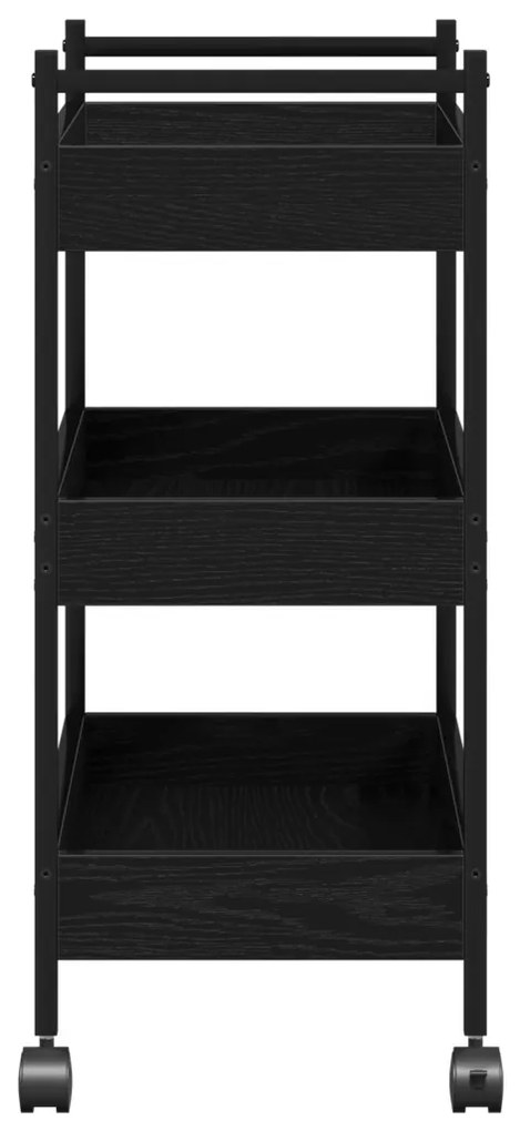 Konyhai Trolley Fekete Tölgy 50x30x70 cm Lemezelt Fa
