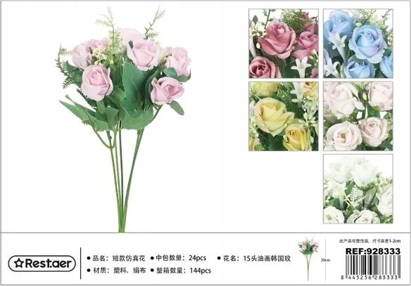 Mesterséges rózsacsokor Gyönyörű dekoráció a vázához