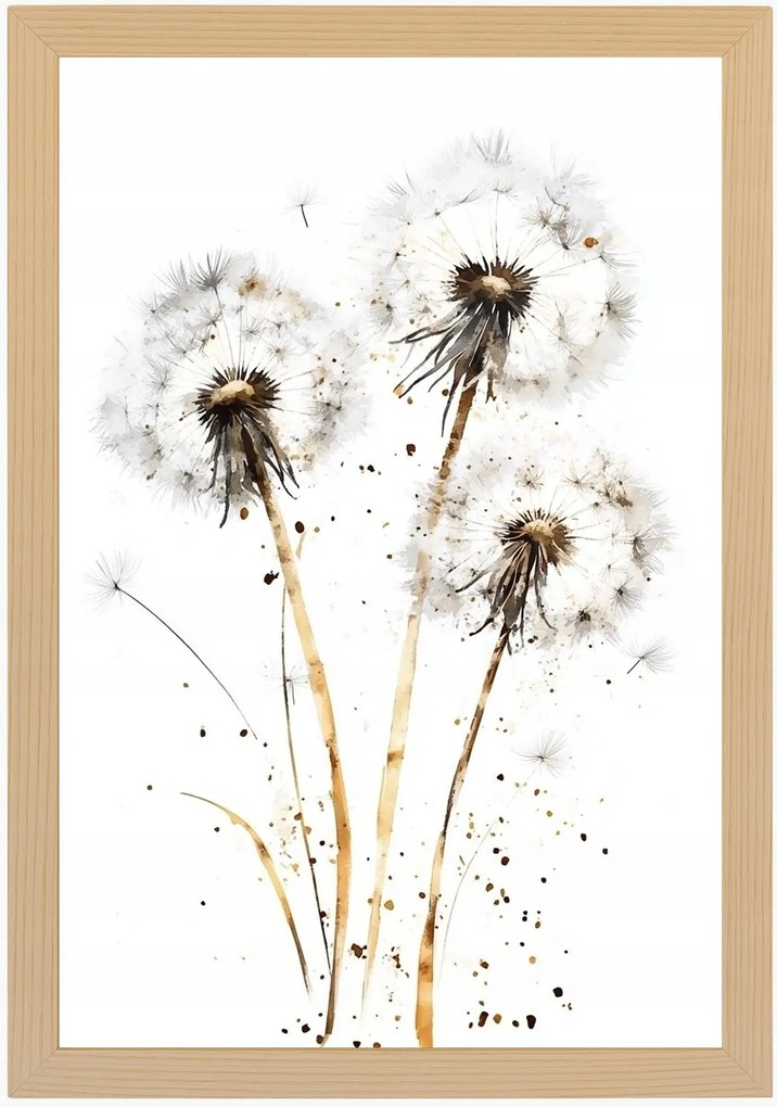 Poszter Keret Fa Grafika Természet Virágok Pitypang Pehely Boho 40x60