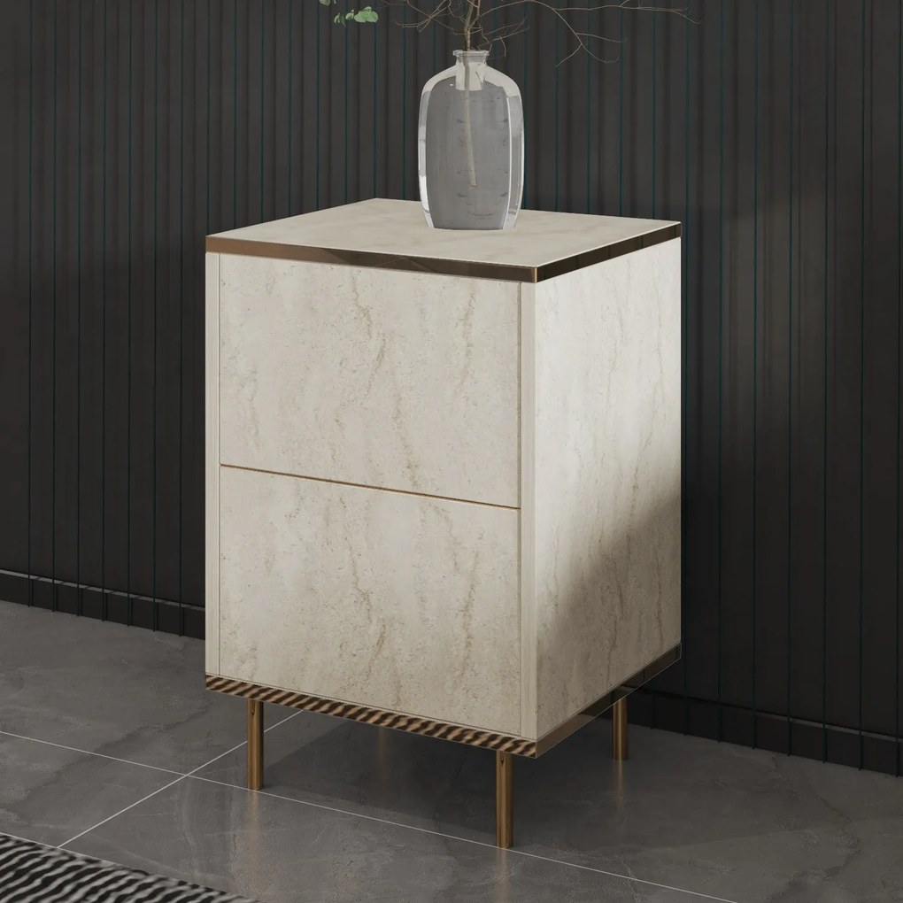 Éjjeliszekrény Imaj - Travertine, Gold