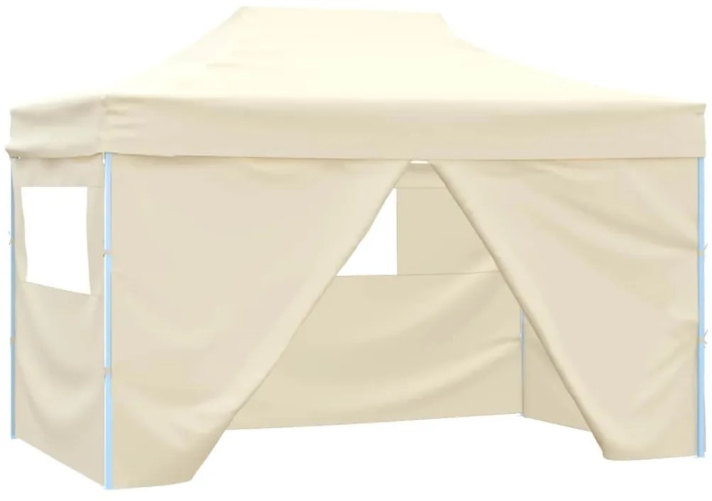 vidaXL összecsukható, felállítható sátor 4 oldalfallal 3 x 4,5 m krémfehér