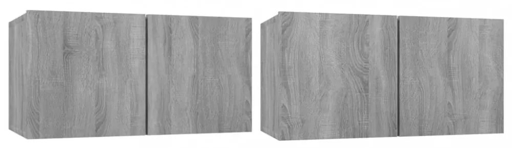 2 db füstös tölgy szerelt fa függő TV-szekrény 60 x 30 x 30 cm