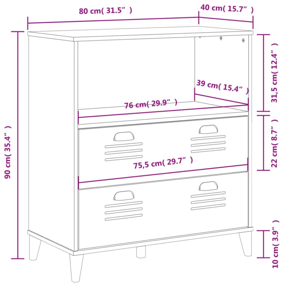 VIKEN antracitszürke szerelt fa könyvszekrény 80 x 40 x 90 cm