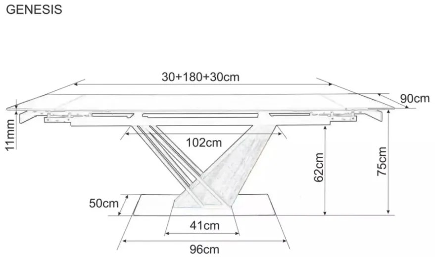 Genesis bővíthető étkezőasztal fehér 180-240 cm