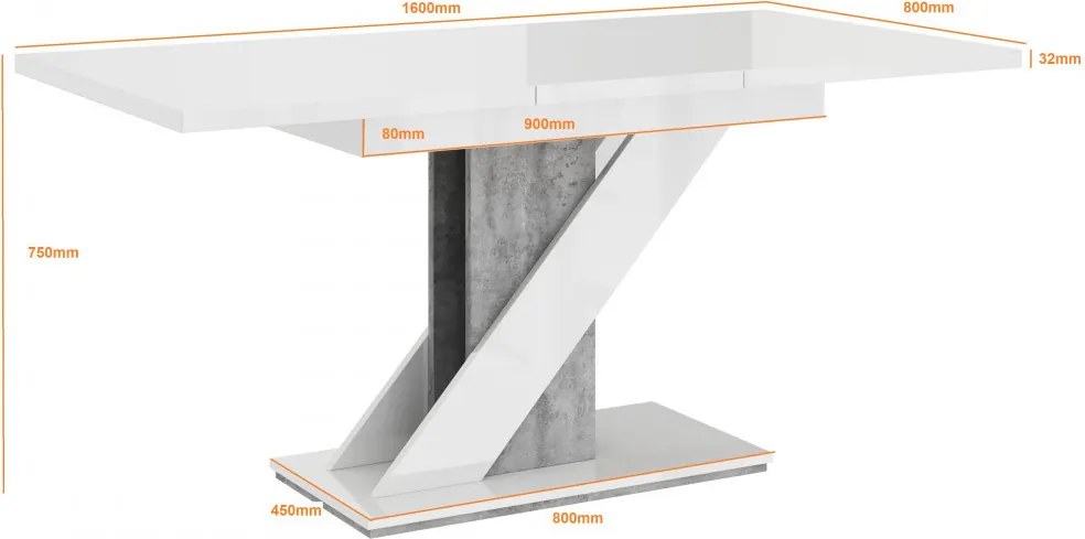 Maasix WGS Szürke-Magasfényű Fehér Z 8 személyes étkezőszett Fehér Didier székekkel N