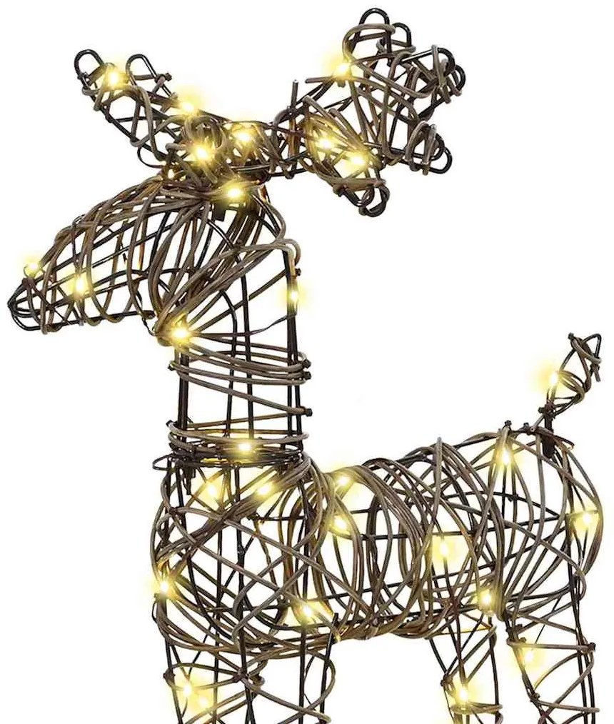 Rénszarvas húzta szán Meleg fehér 52.5 x 28 x 32.5 cm Rattan