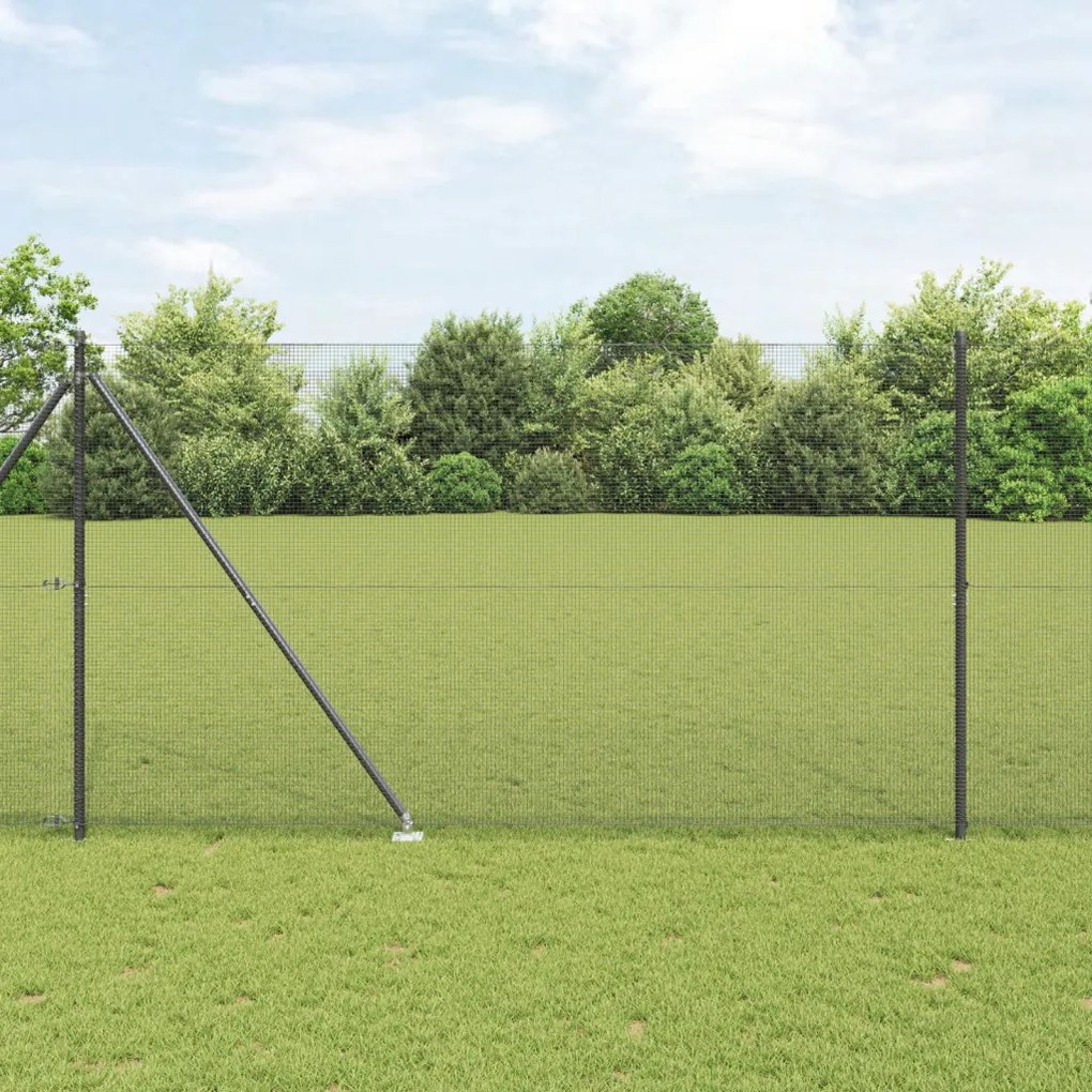 Hegesztett Drótkerítés 7 Cökölyos Oszlop Szürkében 1.6x10 m Acél