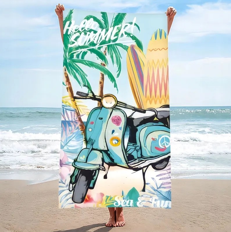 Strandtörölköző SEA AND FUN 100x180 cm színes, 100% mikroszálas