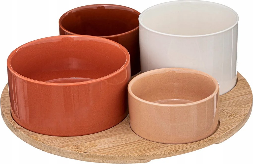 Bambusz Uzsonnás tál Tálca Szett 33 cm