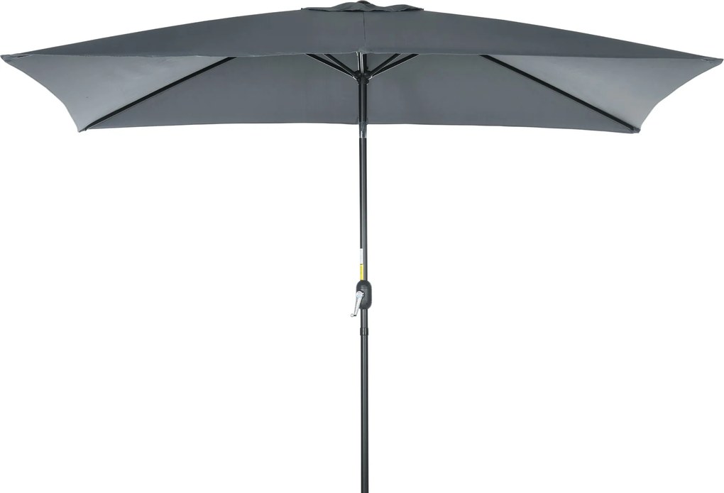 Outsunny Alumínium Napernyő 200x300x253 cm Téglalap Formájú Kertiparaván Kurblival és Eltávolítható UV-ellenes Rúddal Teraszra, Medence Mellé, Kültéri