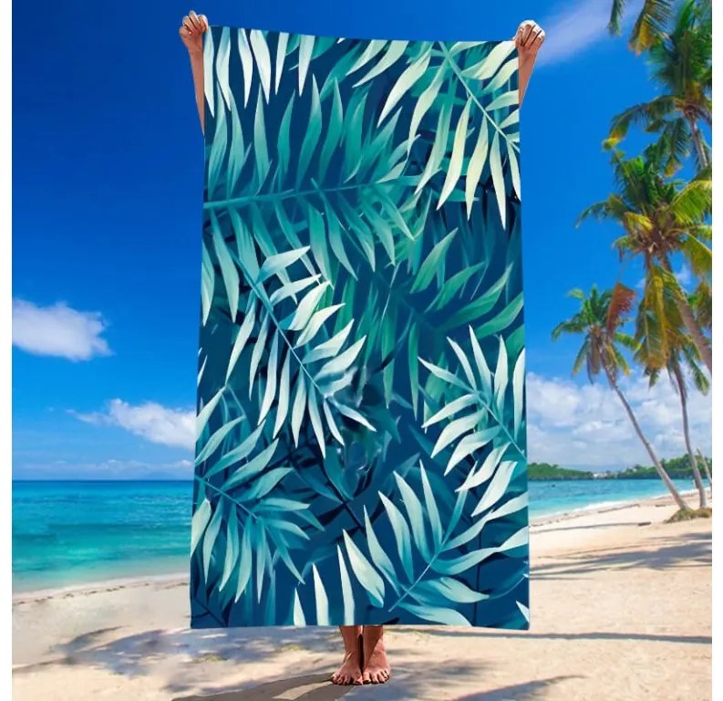Strandkészlet BORNEO – Fürdőlepedő 100×180 cm és poncsó 80×145 cm, sötétkék