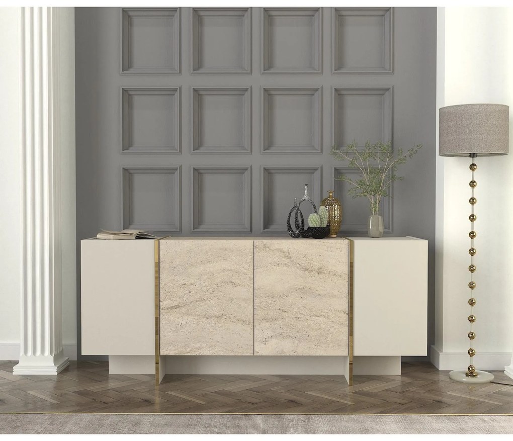 Konzolasztal Veyron - Travertine, Sandstone