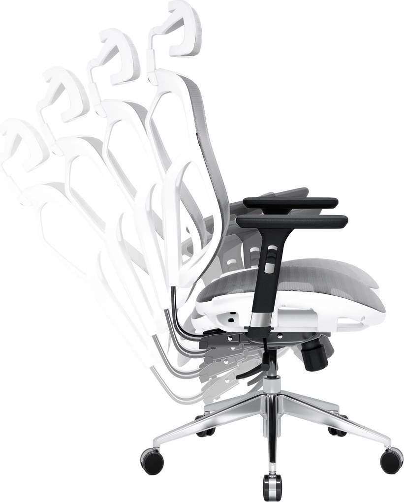 Ergonomikus hálós irodai szék, fehér-szürke: Diablo V-Basic