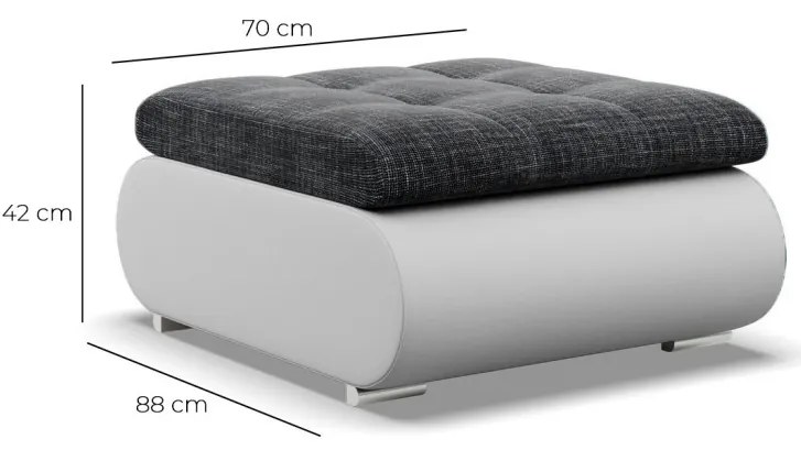 Tokio puff, fonott + műbőr, sötétszürke - fehér