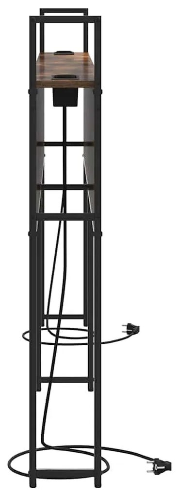 Tárolós Fejtámla Töltő Állomással Füstölt tölgy 180 cm Faanyag