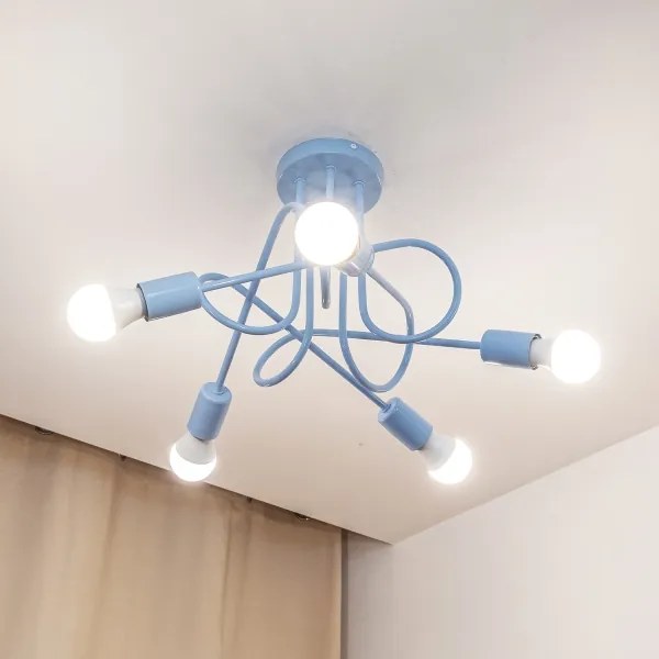 Felületre szerelhető mennyezeti csillár OXFORD 5xE27/15W/230V kék