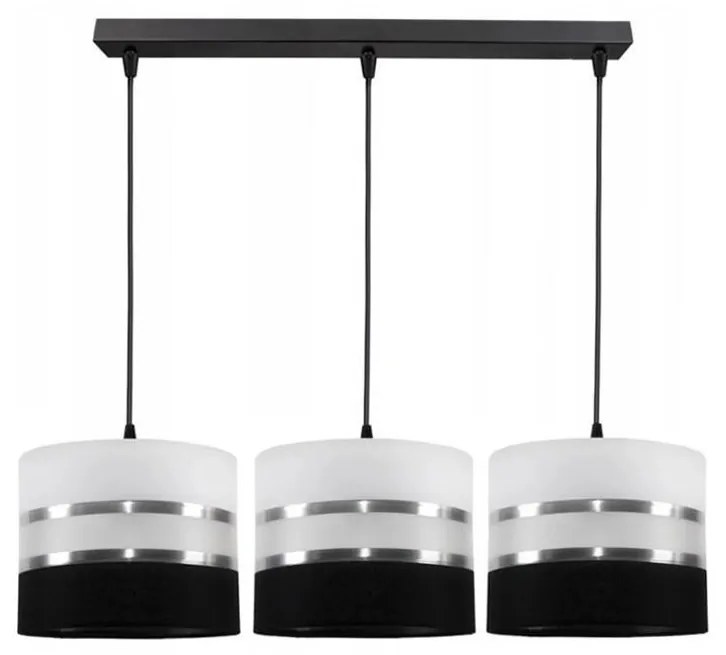 Csillár zsinóron CORAL 3xE27/60W/230V fekete-fehér