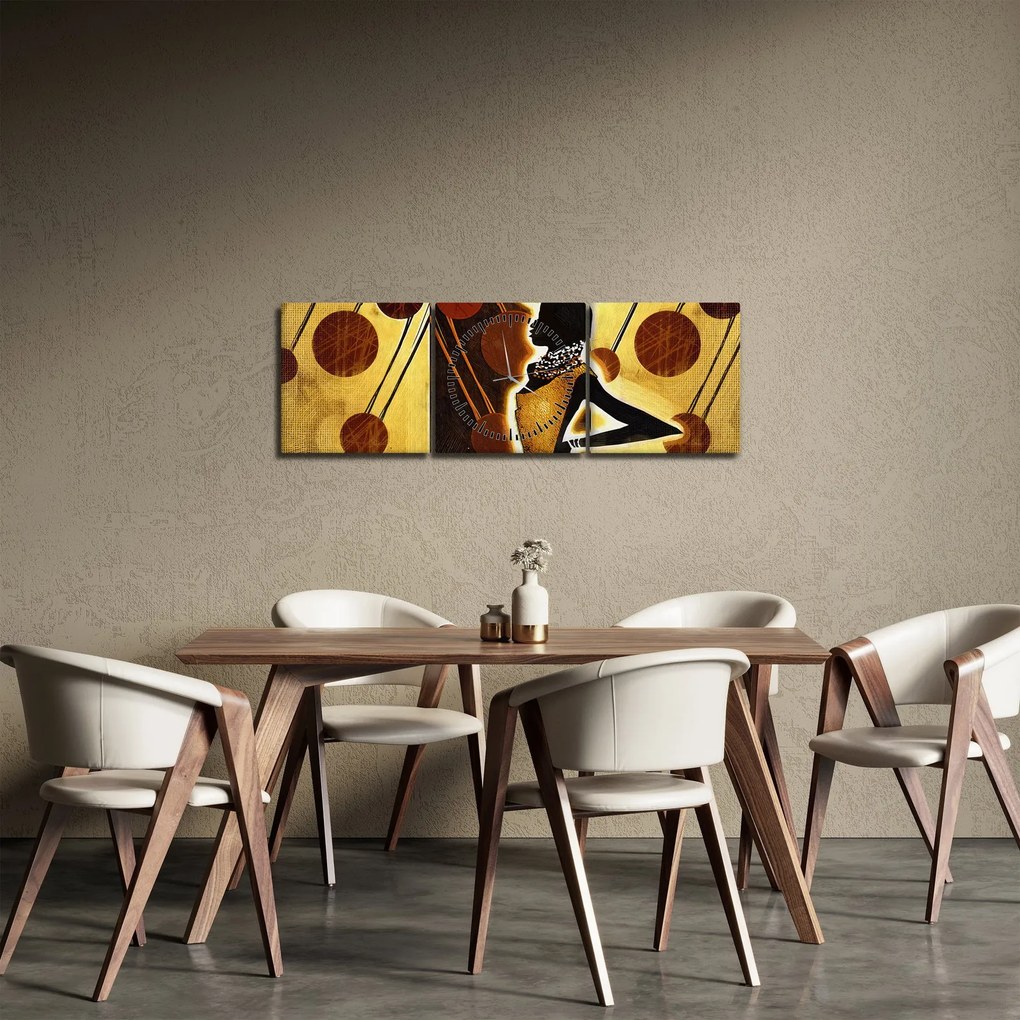 Egy ősi művészeti festmény képe (órával) (90x30 cm)