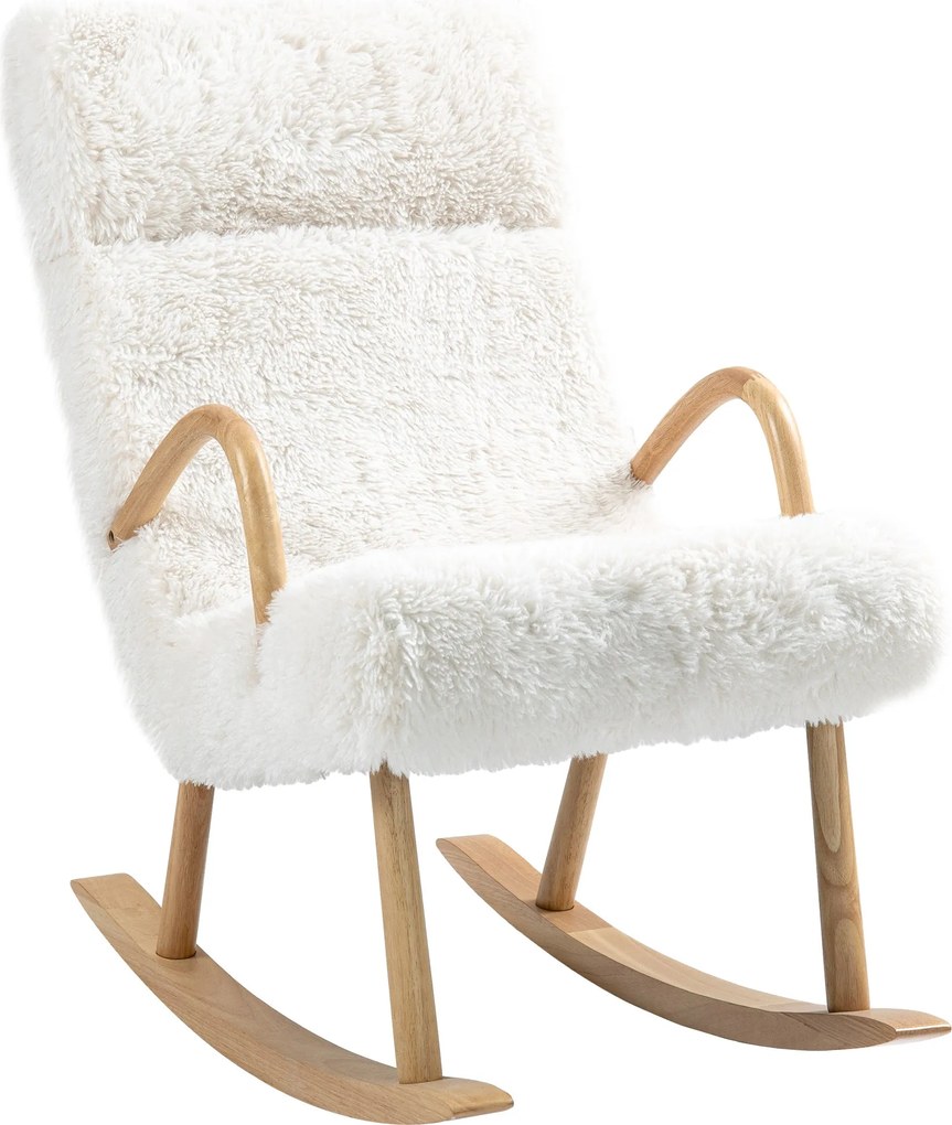 HOMCOM Hintaszék, Karosszék Szoptatószék Gyapjú Optikával, 120 kg Teherbírású Hintaszék, Fehér | Aosom