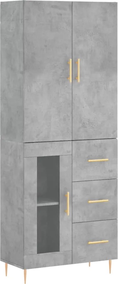 vidaXL betonszürke szerelt fa magasszekrény 69,5 x 34 x 180 cm