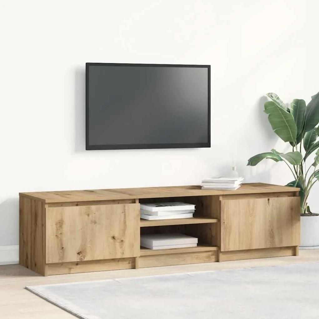 kézműves tölgy színű szerelt fa TV-szekrény 140x40x36 cm