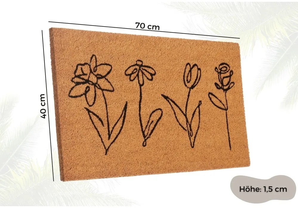 Kókuszrost lábtörlő 40x70 cm Wildflowers – Hanse Home