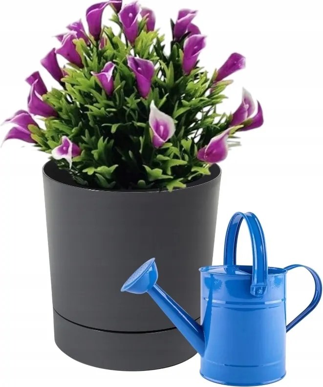 Műanyag virágcserép, antracit színű Lamela, 14,5 cm x 14,5 cm x 15,2 cm