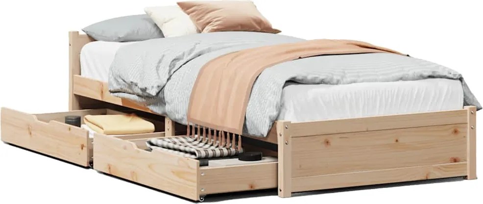 vidaXL tömör fenyőfa ágy matrac nélkül 75 x 190 cm