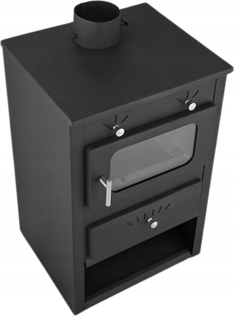 Kályha Samott Kandalló Szabadonálló Kályha Acél Kecske 7 kW Fekete Öntöttvas