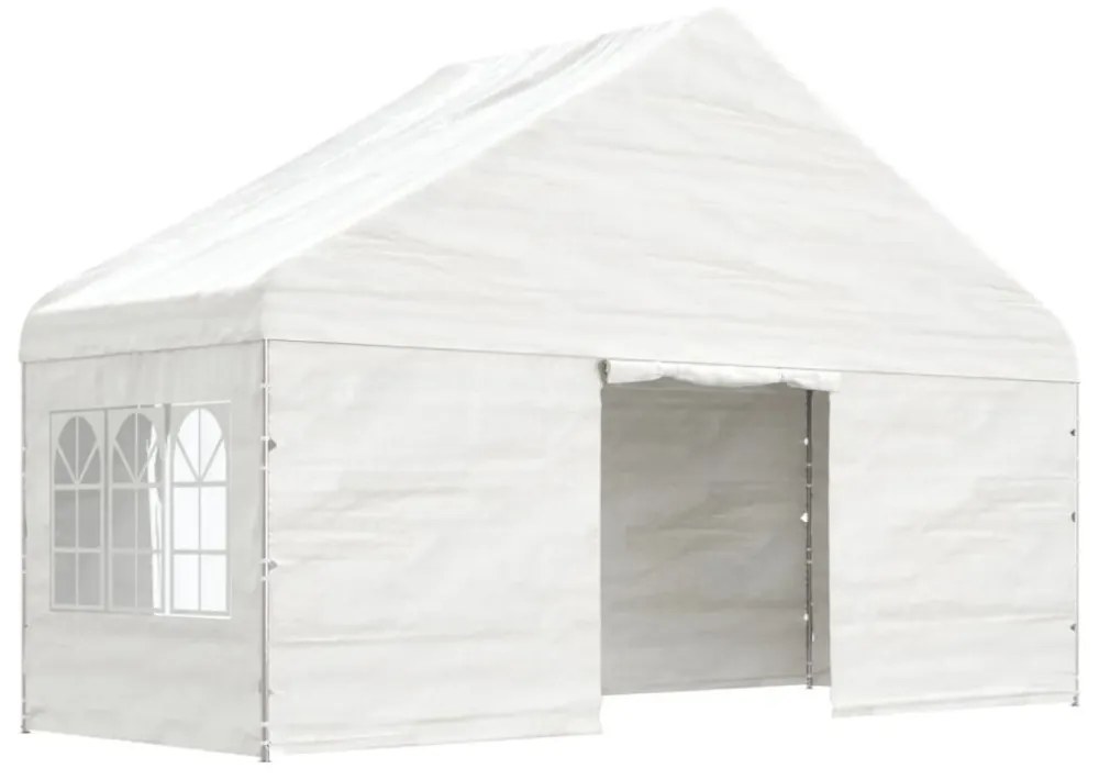 fehér polietilén pavilon tetővel 5,88 x 2,23 x 3,75 m
