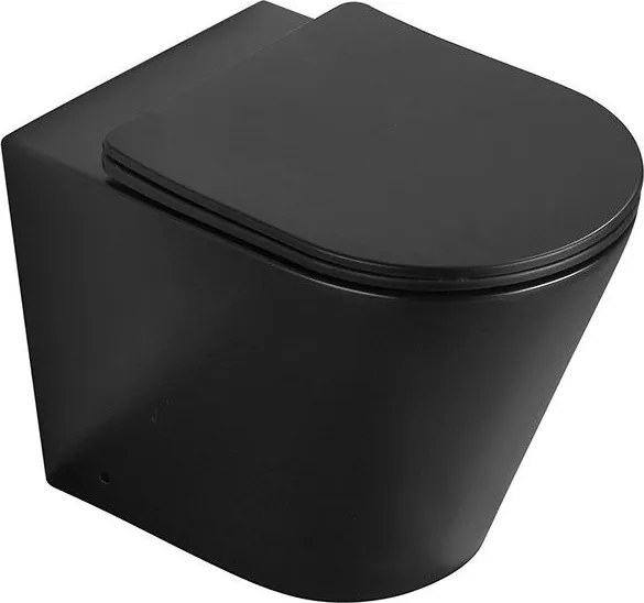 Mexen Rico szabadon álló Rimless WC csésze lassan záródó slim duroplaszt üléssel, fekete matt - 32724085