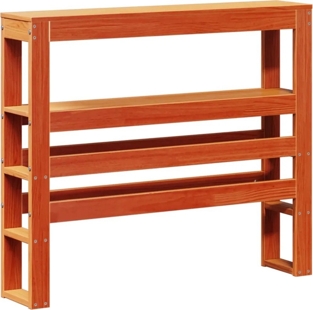 vidaXL viaszbarna tömör fenyőfa fejtámla polcokkal 90 cm