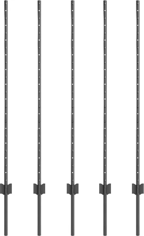 vidaXL Kerítésoszlop 5 pcs Szürke 120 cm Acél