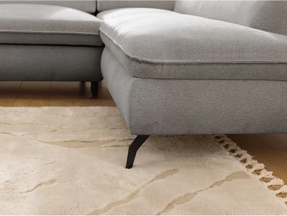 Világosszürke zsenília sarokkanapé (jobb oldali-L alakú) Marbeya – Ropez