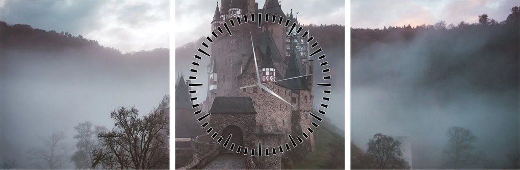 Kép - Eltz-kastély, Németország (órával) (90x30 cm)