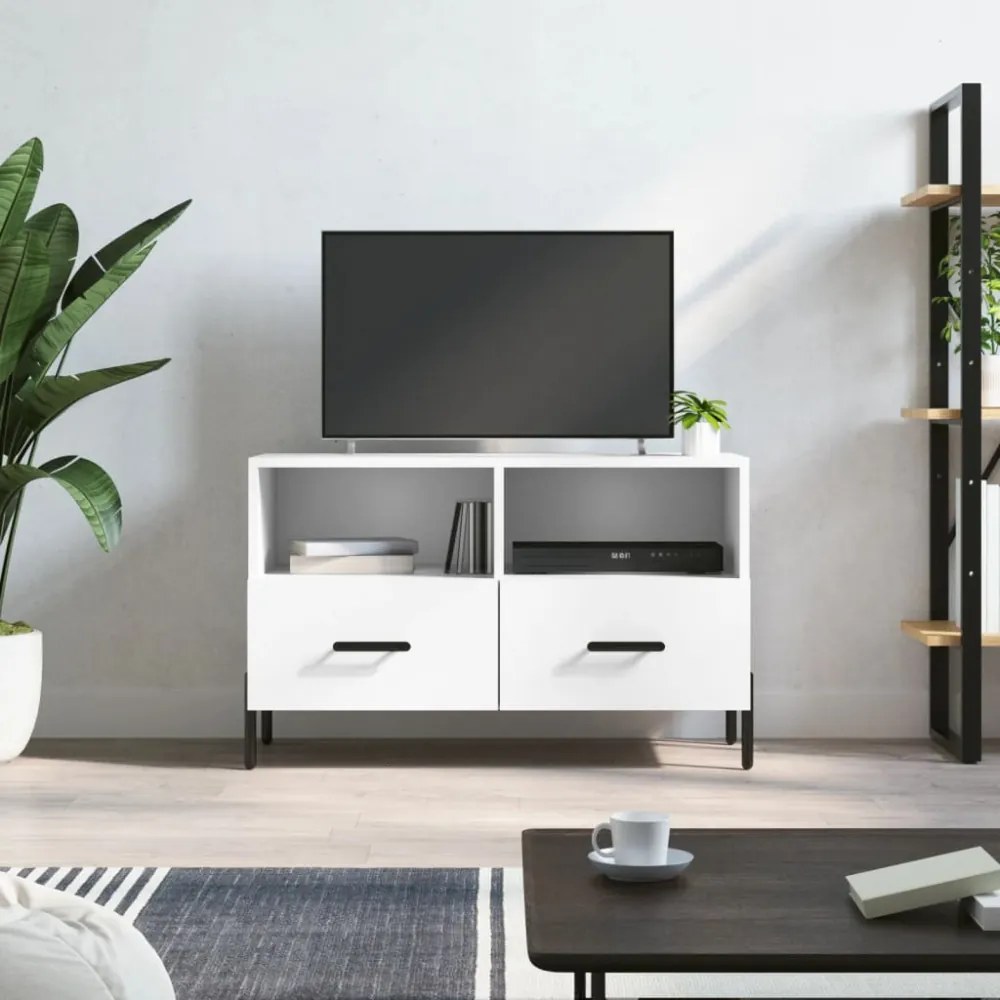 fehér szerelt fa TV-szekrény 80 x 36 x 50 cm