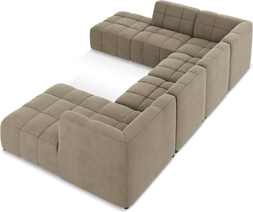 Barna bársony sarokkanapé (U alakú) Aloha – Makamii