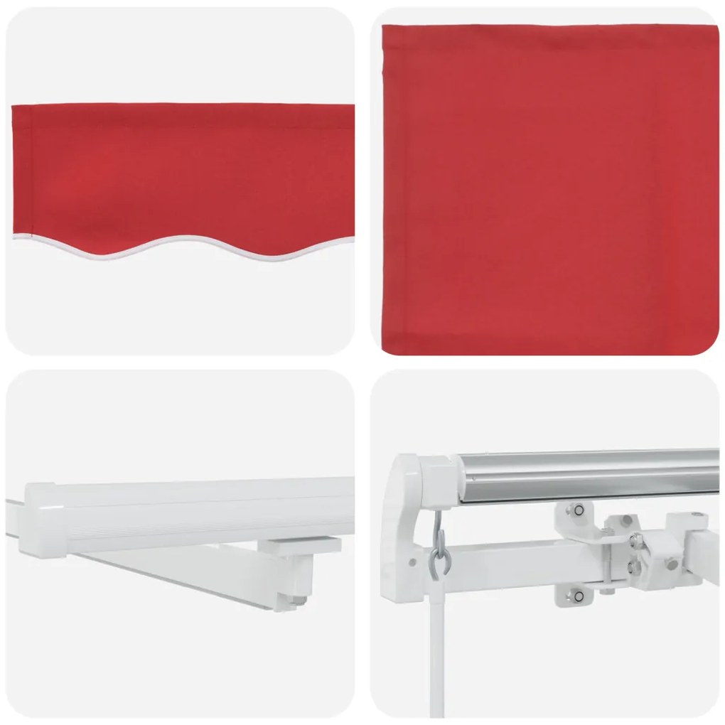 Kézi Behúzható Napellenző LED-del Piros 300x250 cm