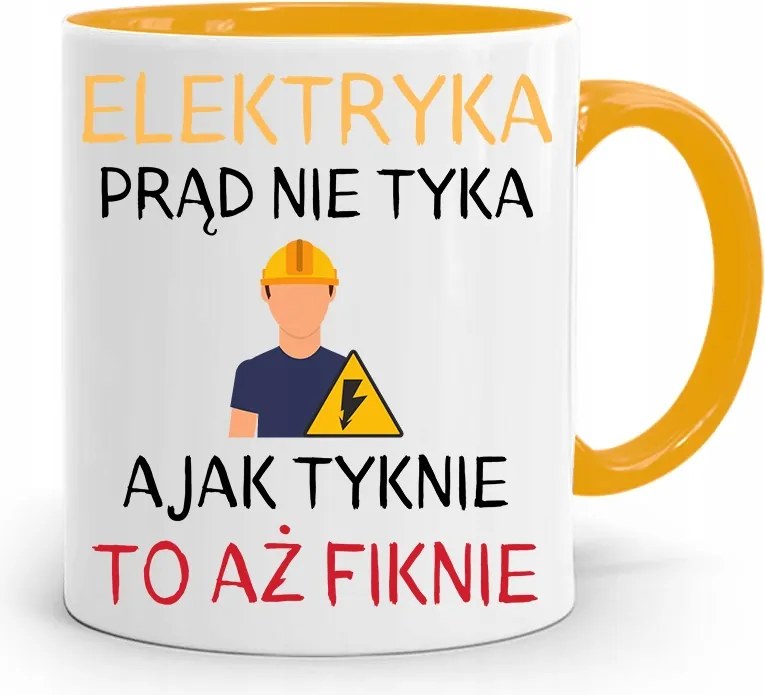 Sárga Bögre Ajándék Villanyszerelőnek Áram Nem Ketyeg A fényképes nyomattal