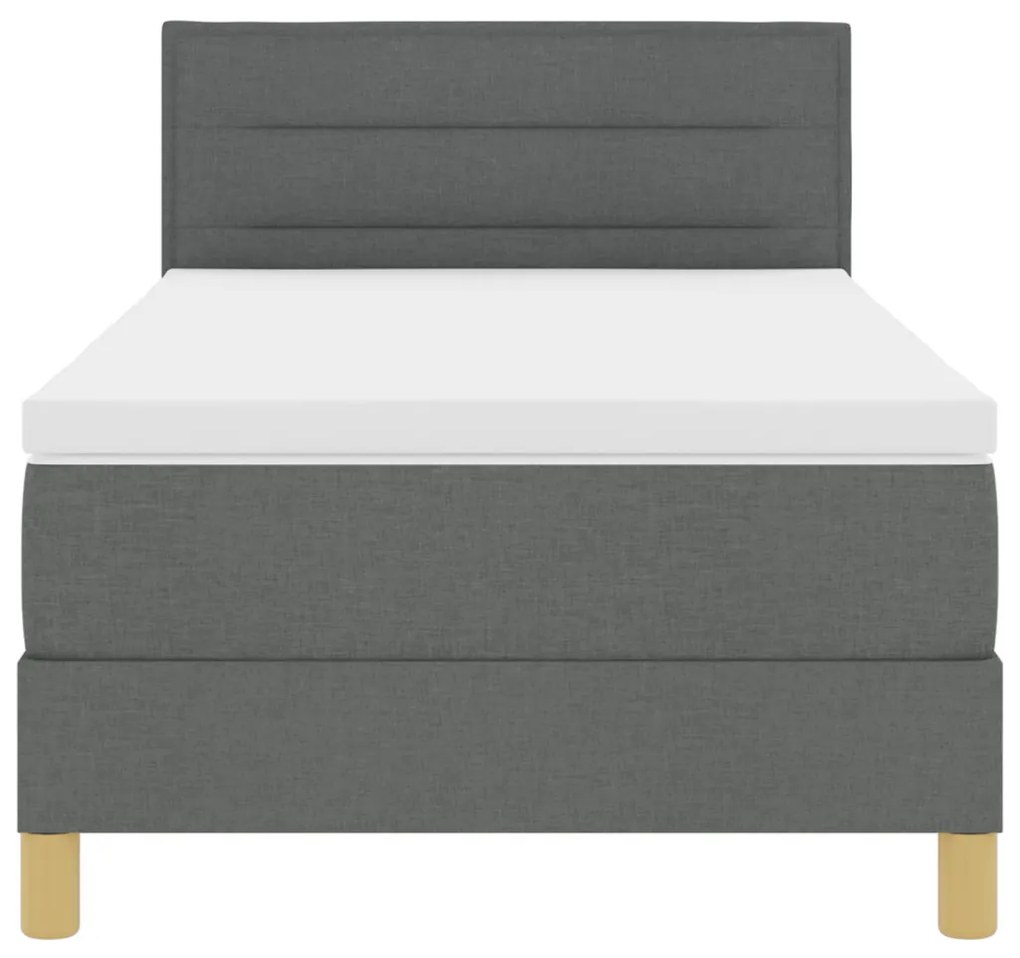 Box Spring Ágy Matraccal és LED-del Sötét Szürke 90x190 cm Szövet