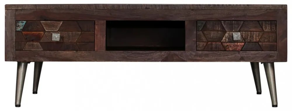 újrahasznosított tömör fa dohányzóasztal 100 x 60 x 35 cm